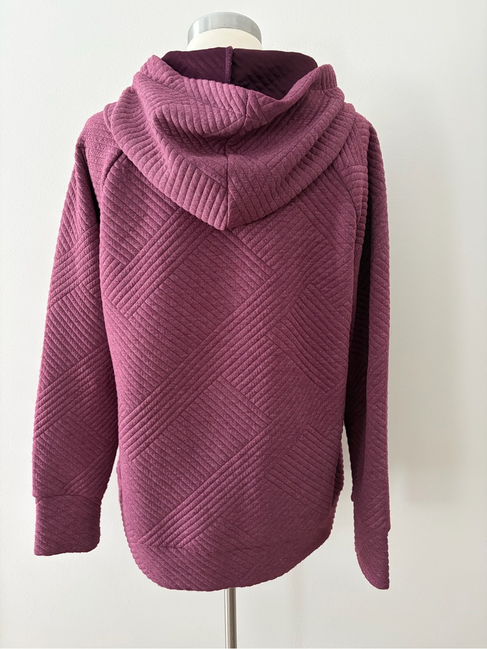 GreenTea Quilted Hooded Pullover Sweatshirt - Plum S Autumnal Layer - Picture 6 of 10